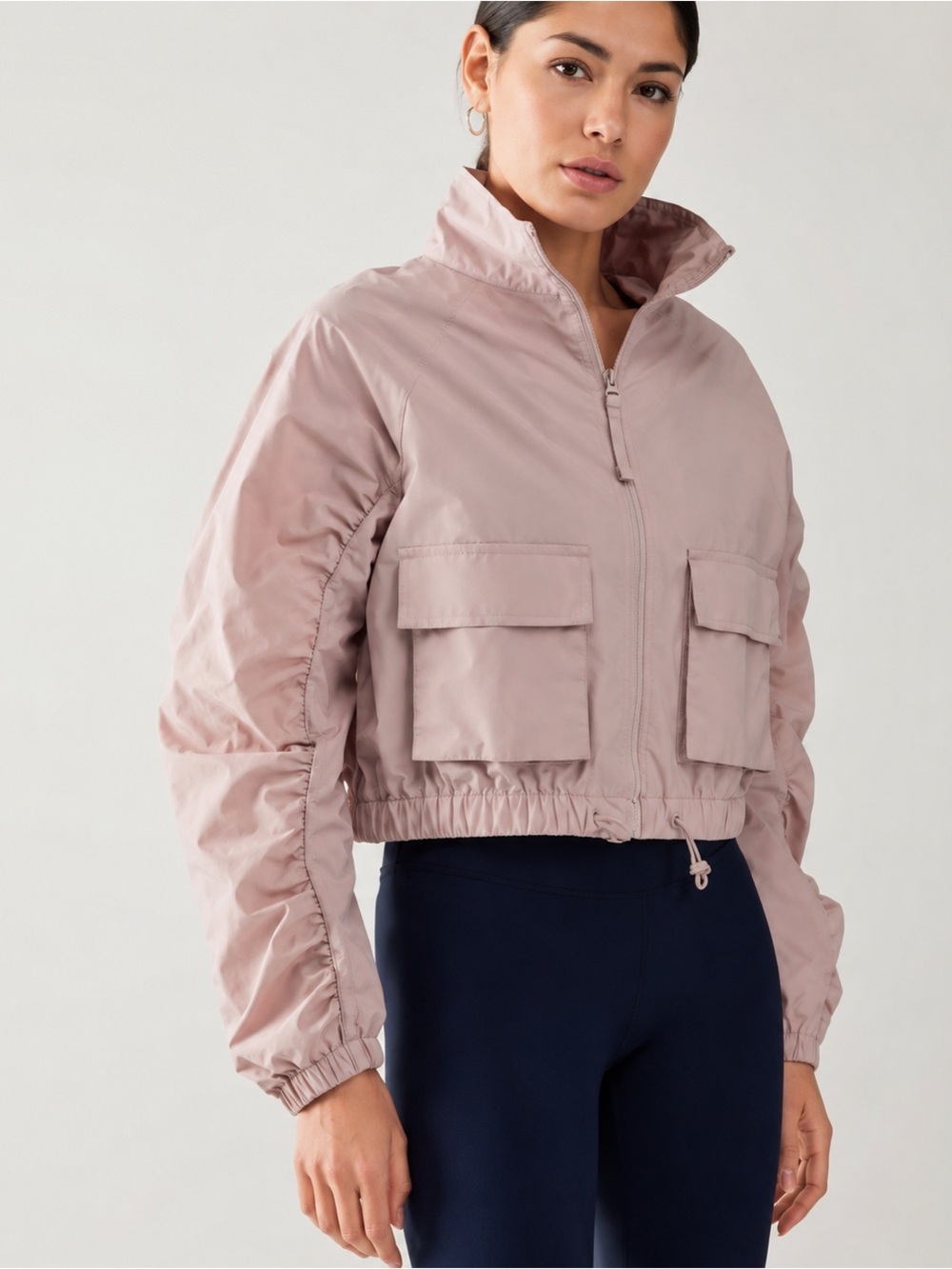 NWT Love Tree High Neck Pink Windbreaker Jacket - Light Pink